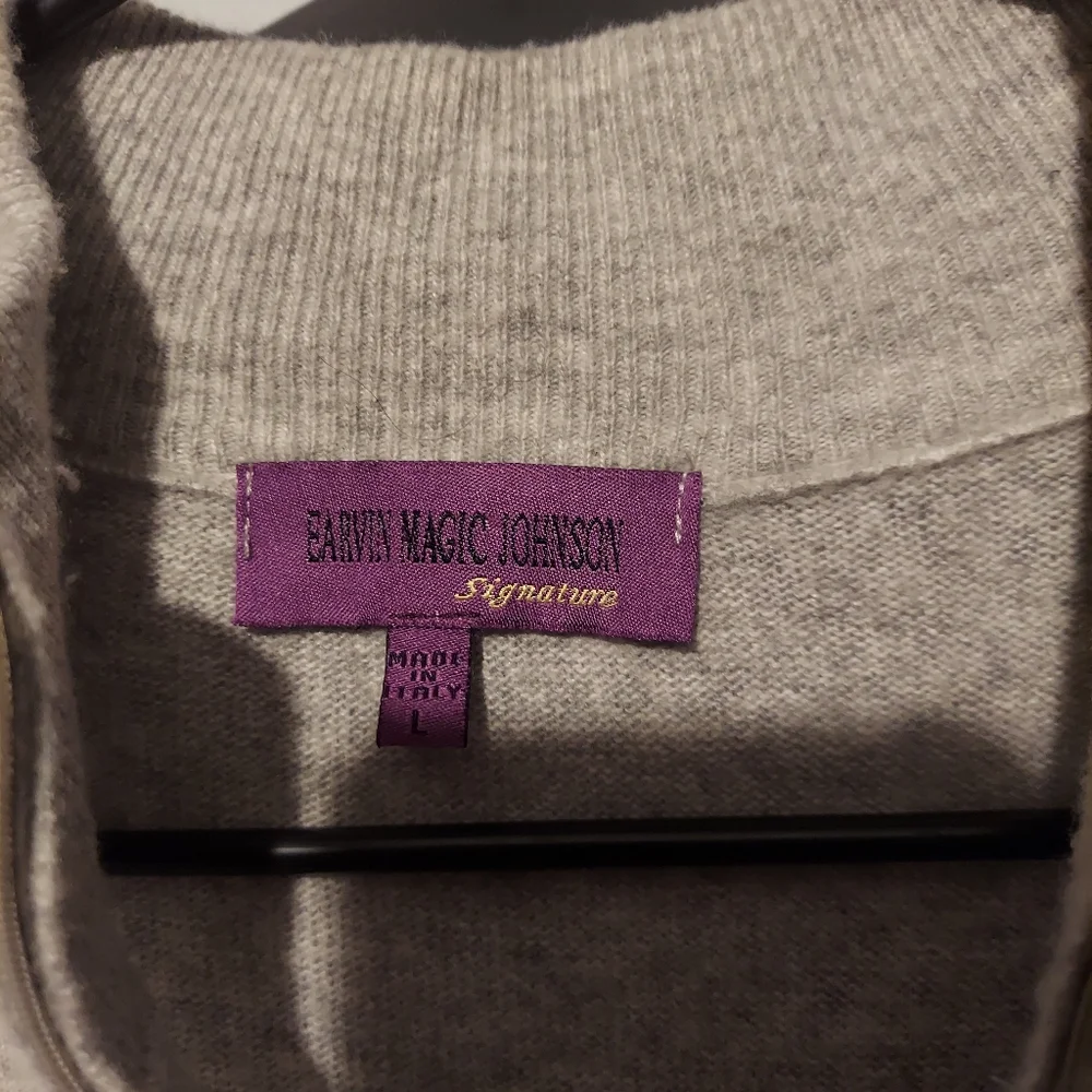 Old Money Preppy Wool Cashmere Sweater L Grey Quarter Zip Grandpa Cabincore